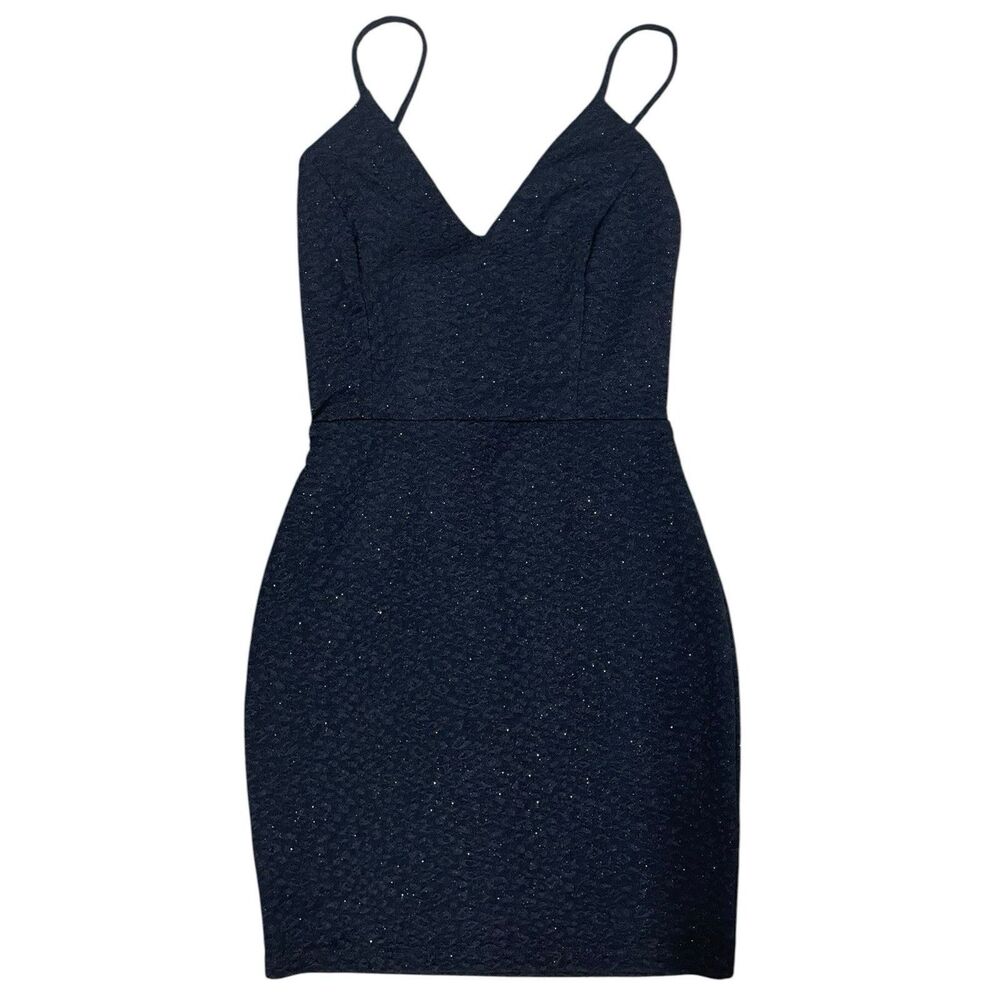 Windsor Black Glitter Cocktail Dress Spaghetti Strap Bodycon XS